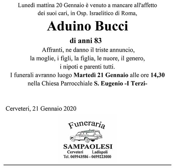 ADUINO BUCCI di anni 83
