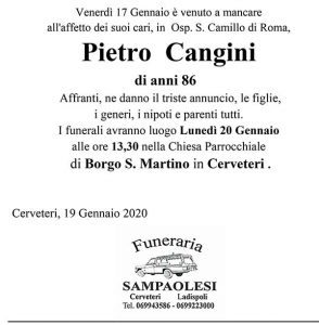 PIETRO CANGINI di anni 86