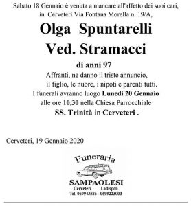 OLGA SPUNTARELLI ved. STRAMACCI di anni 97