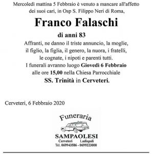 FRANCO FALASCHI di anni 83