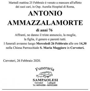 ANTONIO AMMAZZALAMORTE di anni 76