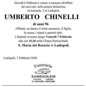 UMBERTO CHINELLI di anni 96