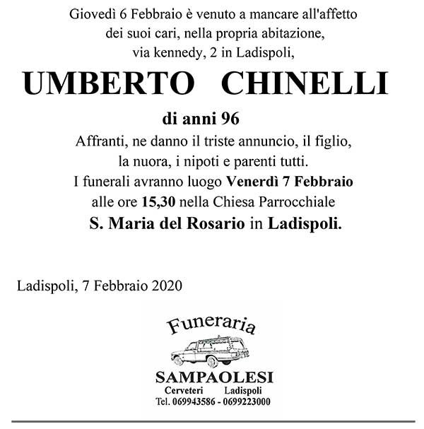 UMBERTO CHINELLI di anni 96