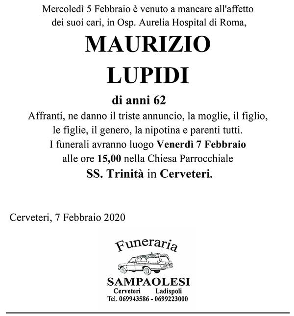 MAURIZIO LUPIDI di anni 62