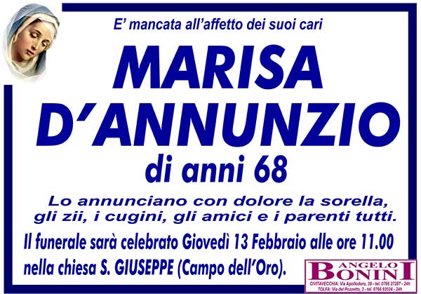 MARISA D'ANNUNZIO di anni 68