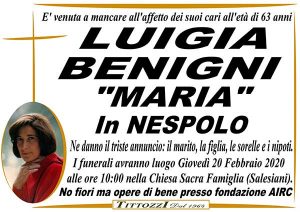 LUIGIA BENIGNI "MARIA" in NESPOLO