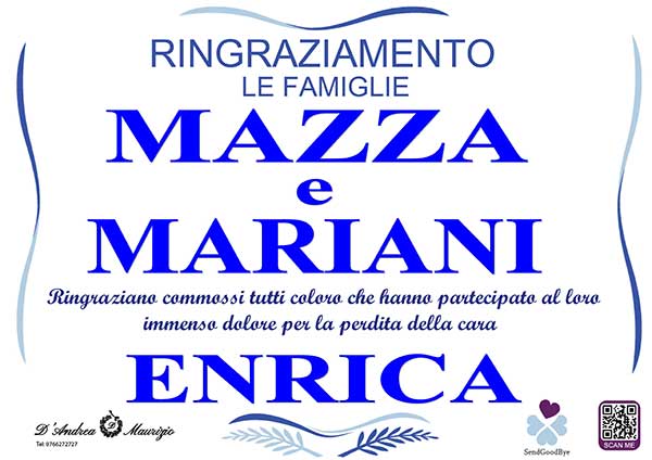 ENRICA MAZZA – Ringraziamento