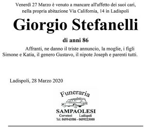 GIORGIO STEFANELLI di anni 86