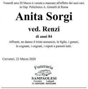 ANITA SORGI Ved. RENZI di anni 84