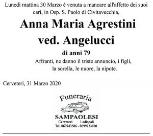 ANNA MARIA AGRESTINI Ved. ANGELUCCI di anni 79