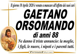 GAETANO ORSOMANDO di anni 88