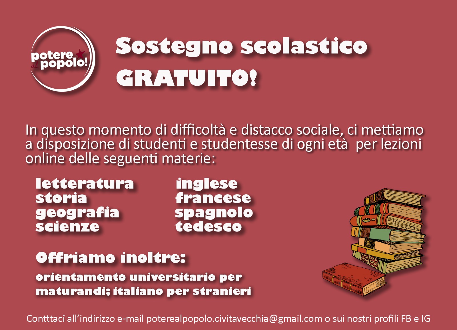 Potere al Popolo propone il &ldquo;Sostegno scolastico gratuito&rdquo;