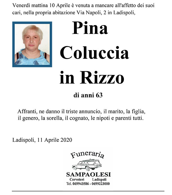 PINA COLUCCIA in RIZZO di anni 63
