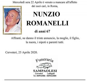 NUNZIO ROMANELLI di anni 67