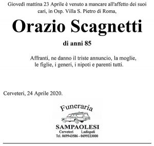 ORAZIO SCAGNETTI di anni 85