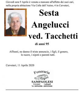 SESTA ANGELUCCI ved. TACCHETTI di anni 95