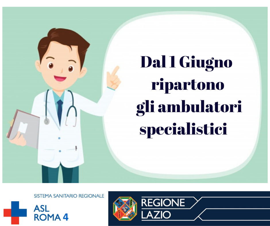 ASL RM4, dal 1° giugno riprendono le attività di ambulatori specialistici