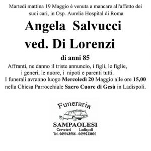 ANGELA SALVUCCI ved. DI LORENZI di anni 85