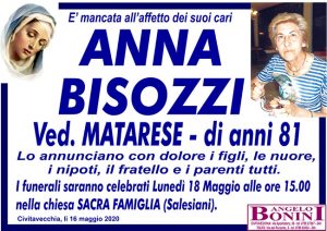 ANNA BISOZZI ved. MATARESE di anni 81