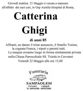 CATTERINA GHIGI di anni 85