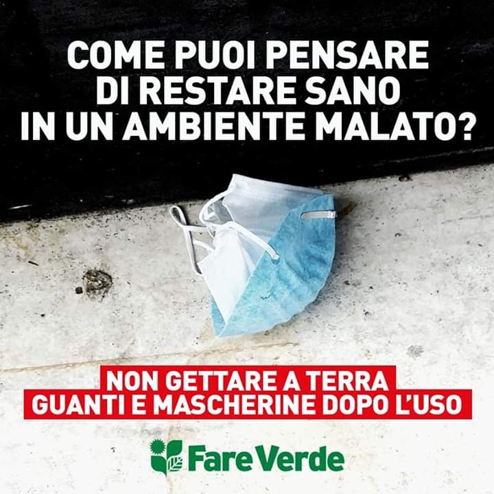 Allarme di Fare Verde sull&rsquo;abbandono di mascherine e guanti