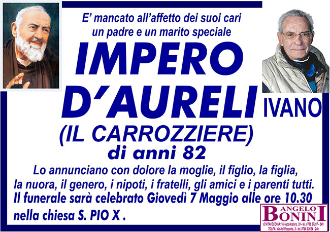 IMPERO D’AURELI (IVANO IL CARROZZIERE) di anni 82
