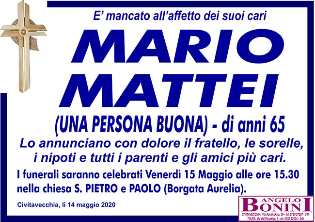 MARIO MATTEI (Una persona buona) di anni 65