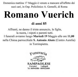 ROMANO VUERICH di anni 85