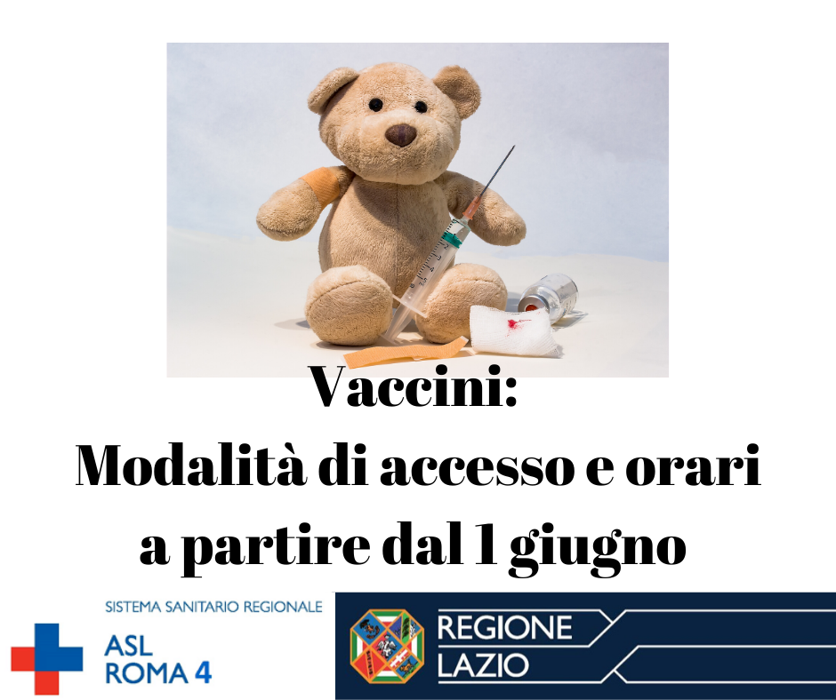 Servizio Vaccinazioni ASL RM4, dal 1° giugno rimodulazione accessi