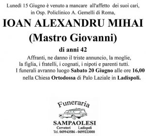 IOAN ALEXANDRU MIHAI (MASTRO GIOVANNI) di anni 42