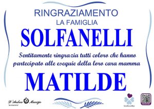 MATILDE SOLFANELLI – Ringraziamento