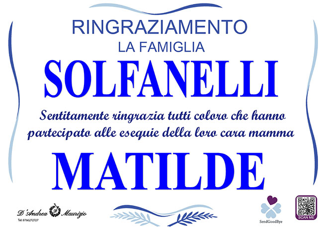 MATILDE SOLFANELLI – Ringraziamento