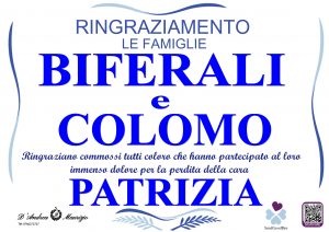 PATRIZIA BIFERALI – Ringraziamento