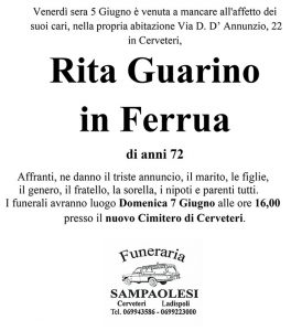 RITA GUARINO in FERRUA di anni 72