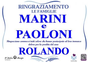 ROLANDO PAOLONI – Ringraziamento