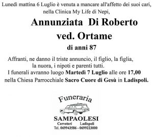 ANUNZIATA DI ROBERTO ved. ORTAME di anni 87