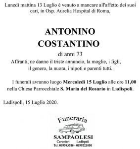 ANTONIO COSTANTINO di anni 73