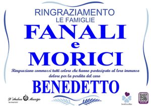 BENEDETTO FANALI – Ringraziamento