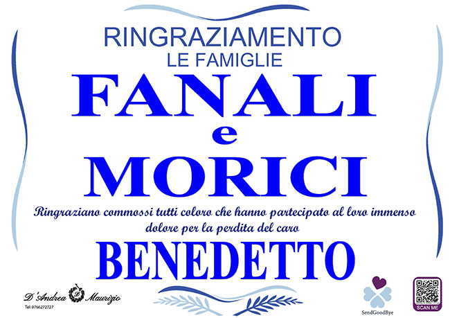BENEDETTO FANALI – Ringraziamento