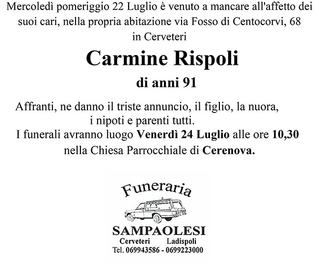 CARMINE RISPOLI di anni 91
