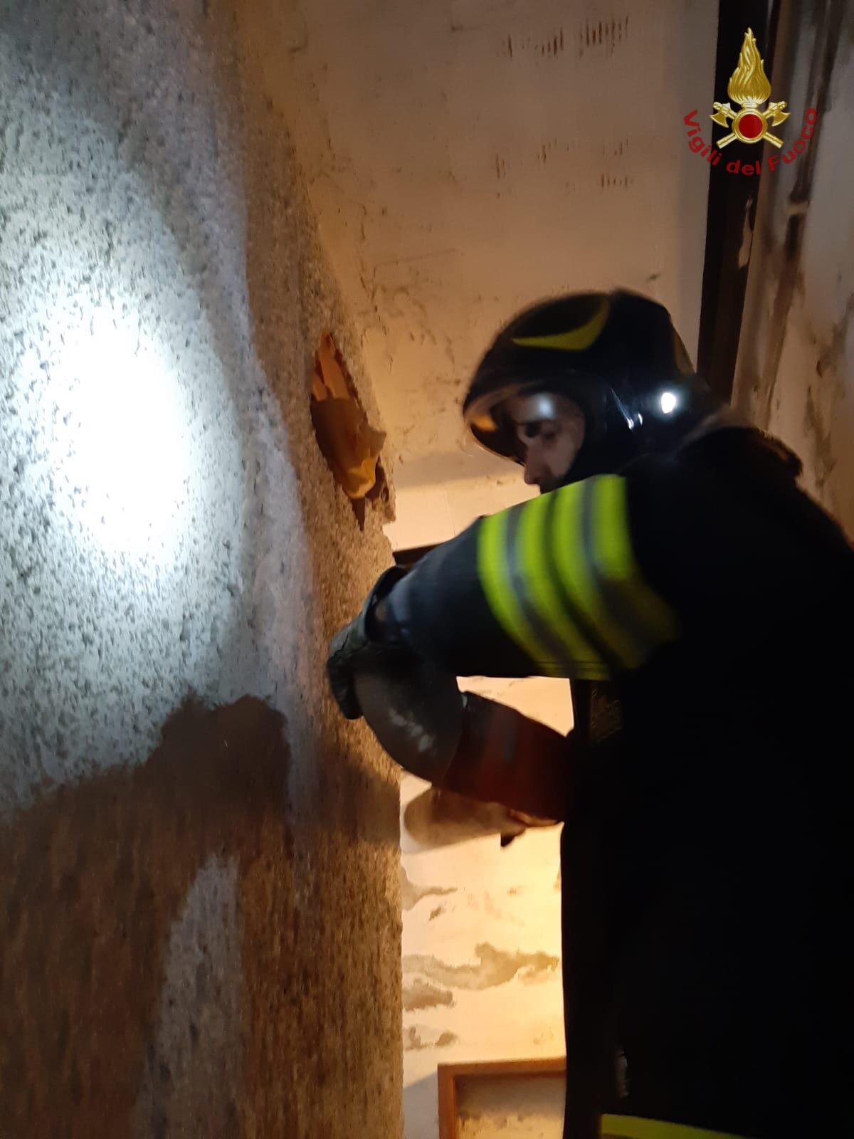 Gattino rimasto incastrato messo in salvo dai Vigili del Fuoco