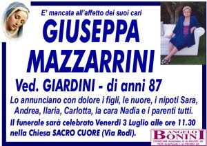 GIUSEPPA MAZZARRINI ved. GIARDINI di anni 87