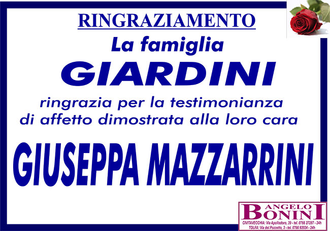 GIUSEPPA MAZZARRINI – Ringraziamento