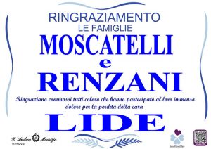 LIDE MOSCATELLI – Ringraziamento