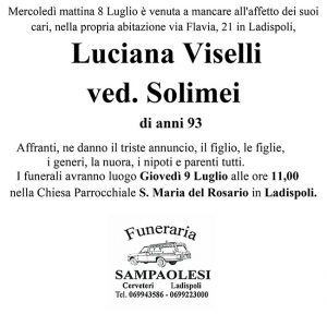 LUCIANA VISELLI ved. SOLIMEI di anni 93