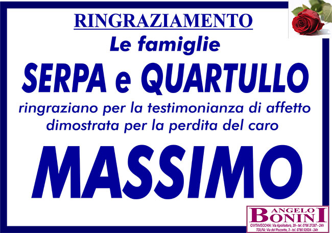 MASSIMO SERPA – Ringraziamento