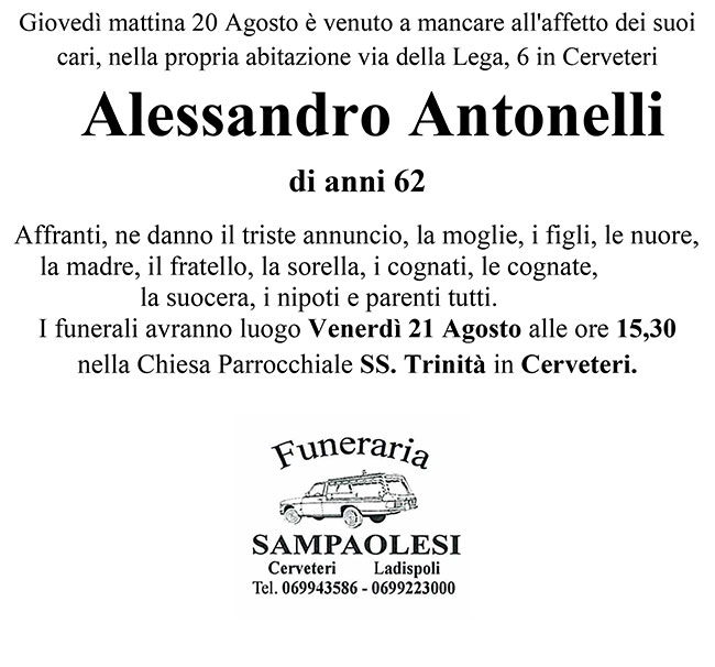 ALESSANDRO ANTONELLI di anni 62