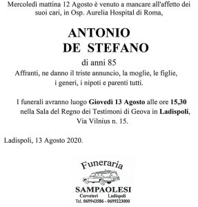 ANTONIO DE STEFANO di anni 85