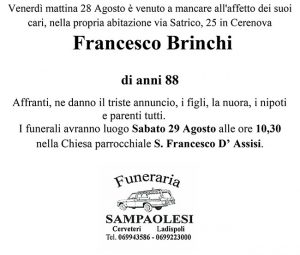 FRANCESCO BRINCHI di anni 88