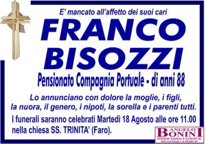 FRANCO BISOZZI – Pensionato Compagnia Portuale – di anni 88